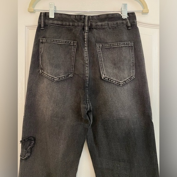 Y2K baggy wide leg denim jeans with Butterfly Detail bell bottoms Size 2 NEW - Picture 13 of 16